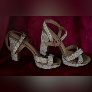 Maripe Brown and Silver Strappy Heels